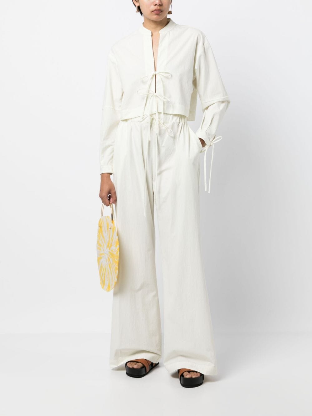 Shop Bondi Born Portici Wide-leg Cotton Trousers In White