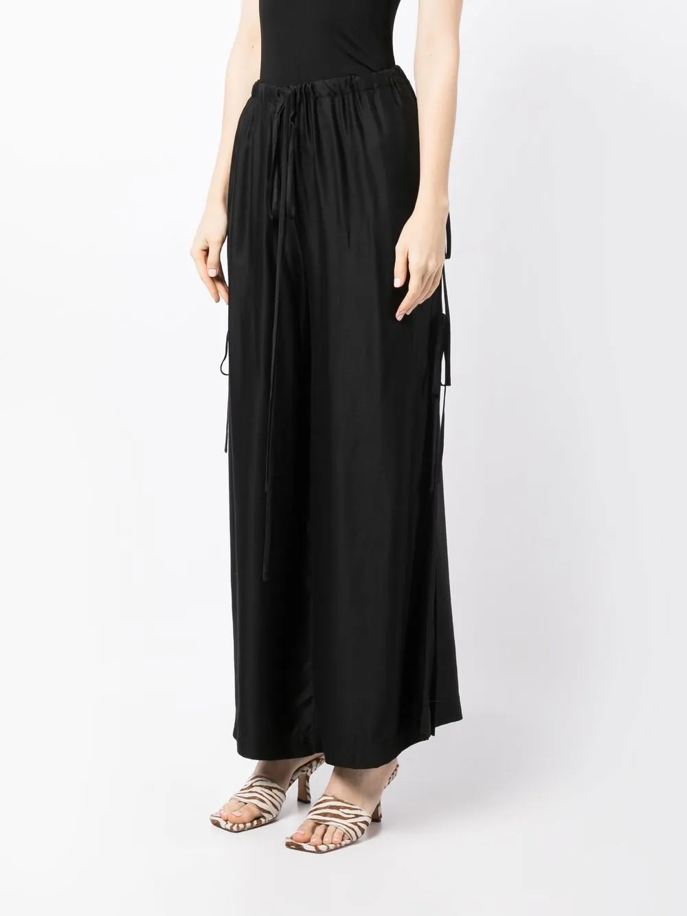 Shop Bondi Born Forio Side-tie Wide Trousers In Black