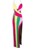 Philipp Plein rainbow-patchwork long dress - Pink