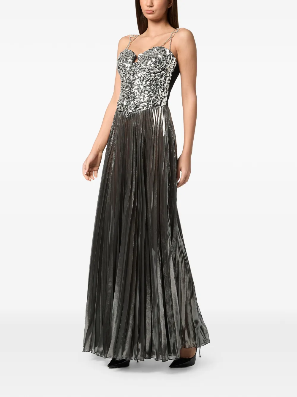 Philipp Plein Maxi-jurk met kristallen Zilver