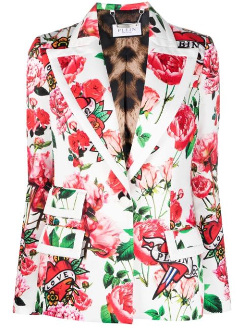 Philipp Plein Love floral-print blazer Women