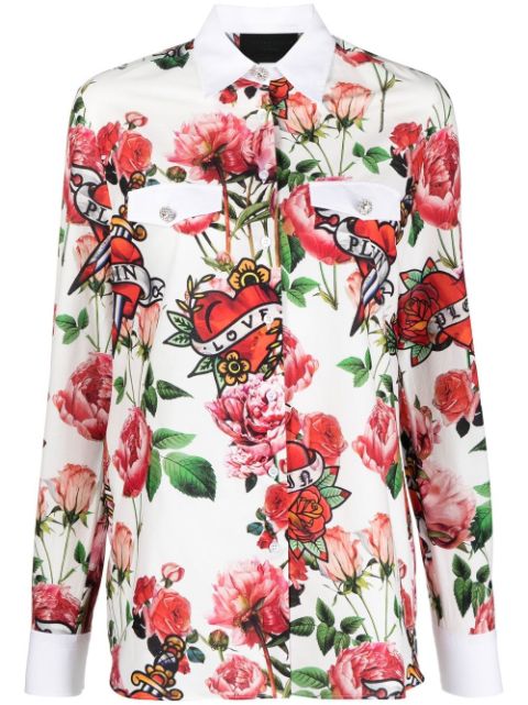 Philipp Plein floral print shirt