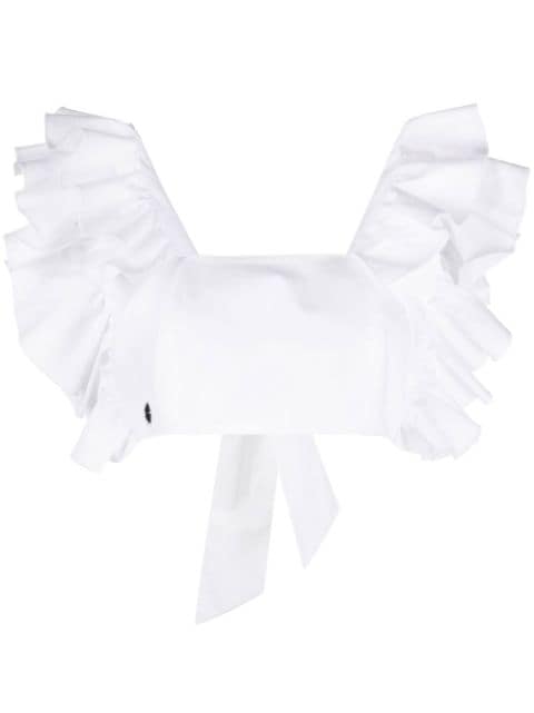 Philipp Plein cropped ruffle-trimmed top