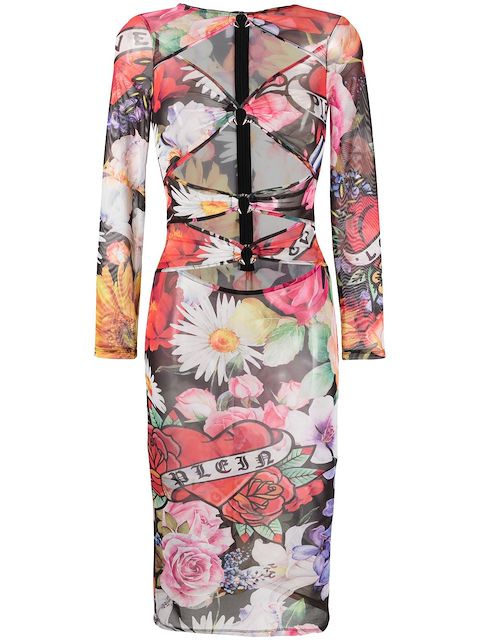 Philipp Plein Love Flowers midi dress