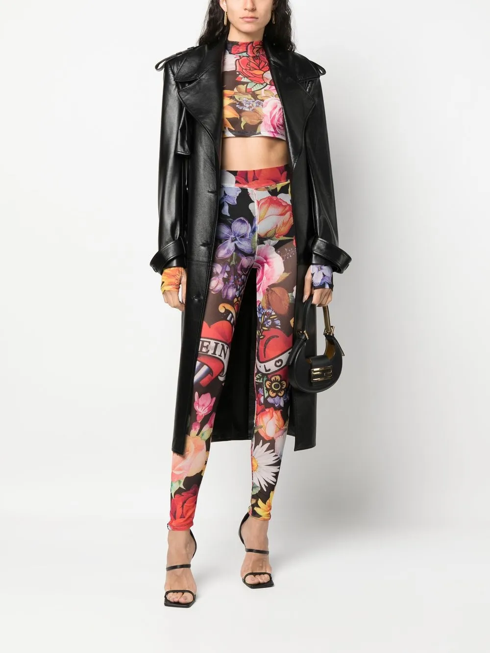 Philipp Plein T-shirt met bloemenprint - Zwart