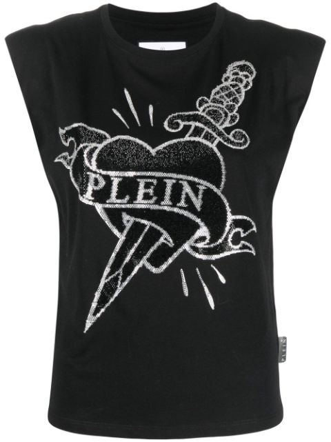 Philipp Plein crystal-embellished logo tank top Women