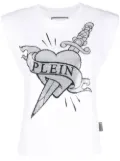 Philipp Plein logo-print shoulder-pads tank top - White