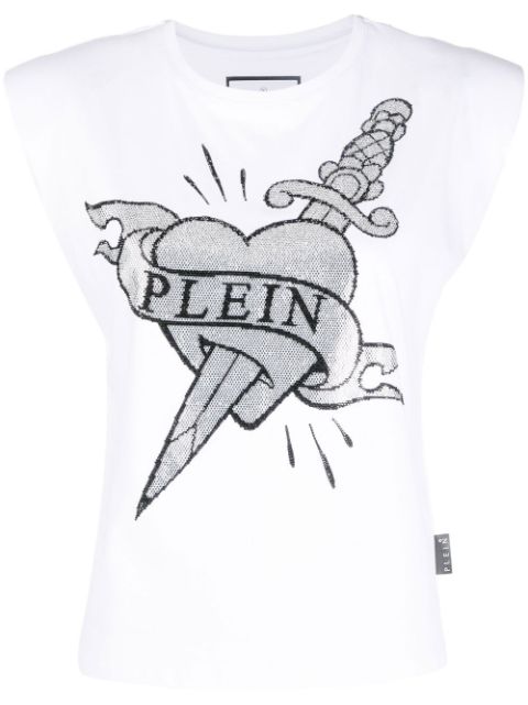 Philipp Plein logo-print shoulder-pads tank top Women