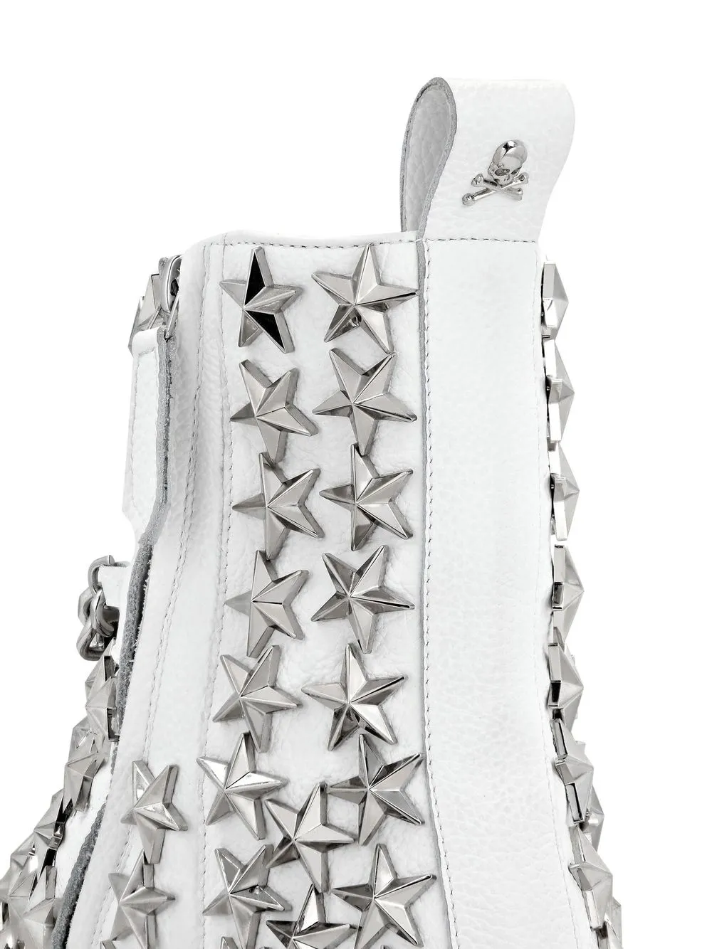 Shop Philipp Plein Stars Leather Boots In White