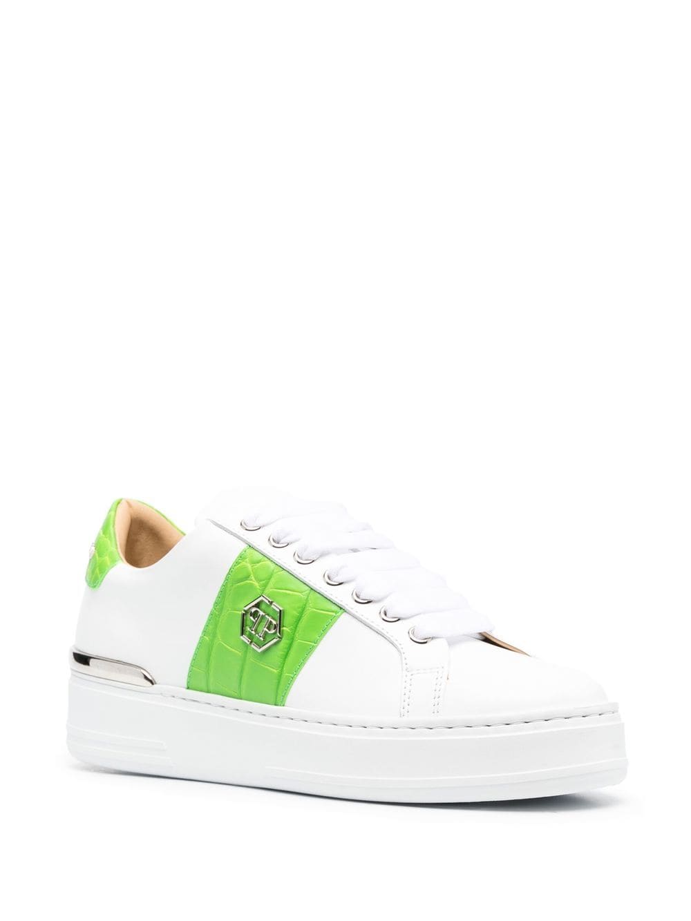 Shop Philipp Plein Hexagon Low-top Sneakers In White