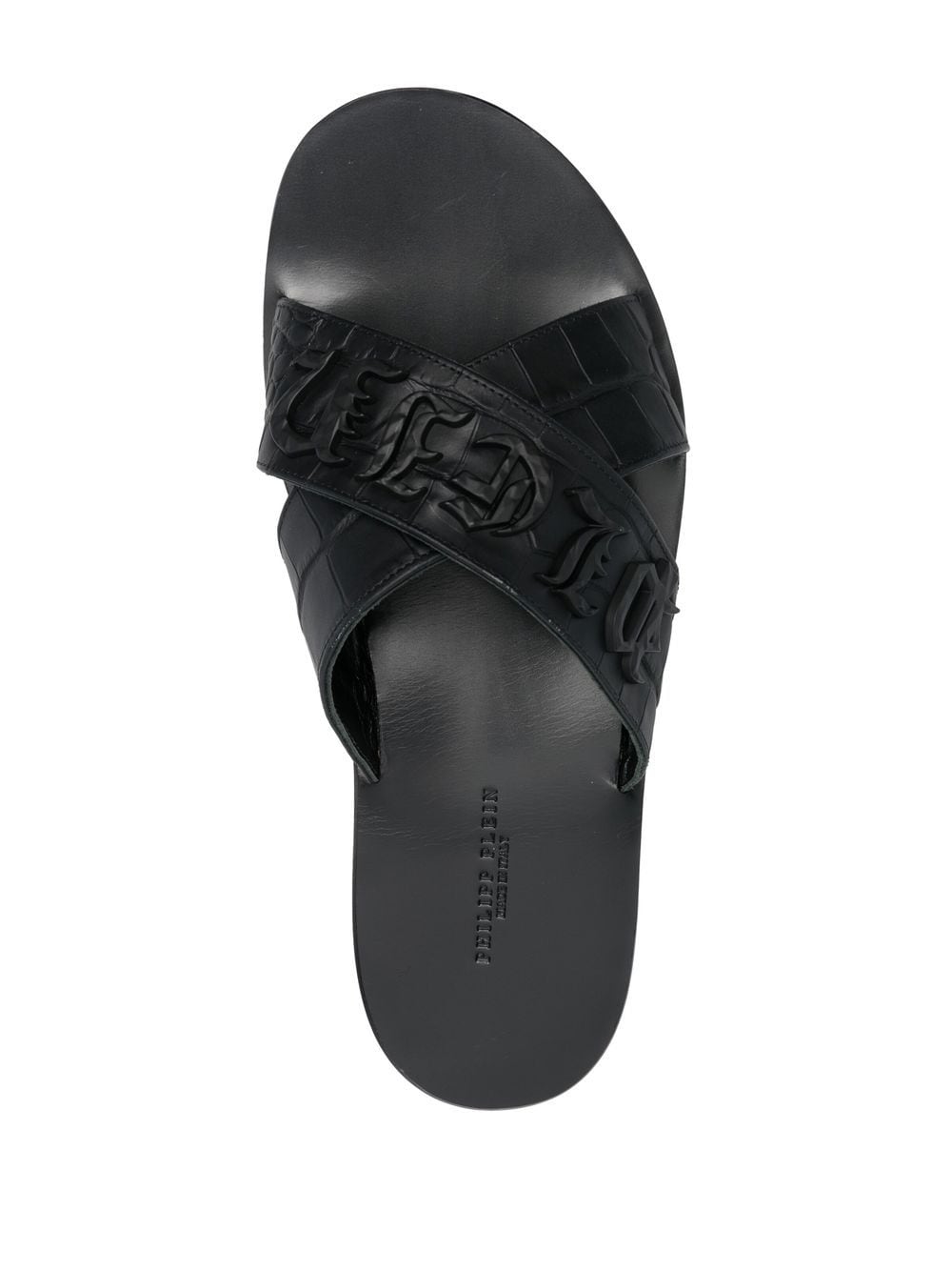 Shop Philipp Plein Logo-lettering Open Toe Sandals In Black