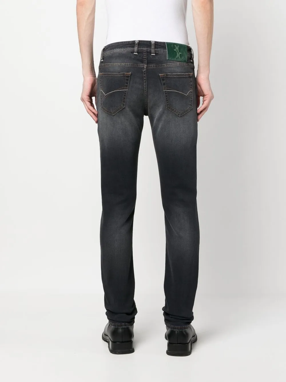 Shop Billionaire Logo-patch Super Straight Jeans In Grey