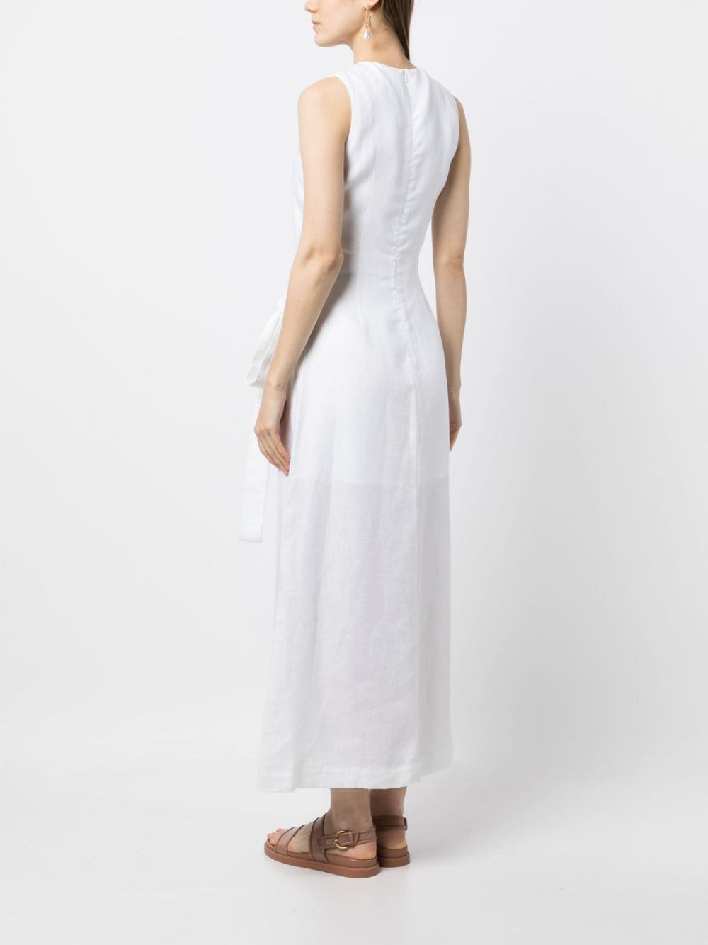 Shop Bondi Born Sleeveless Linen Dress In White