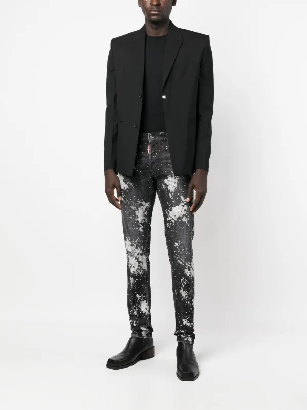 Saint laurent paint splatter jeans new arrivals