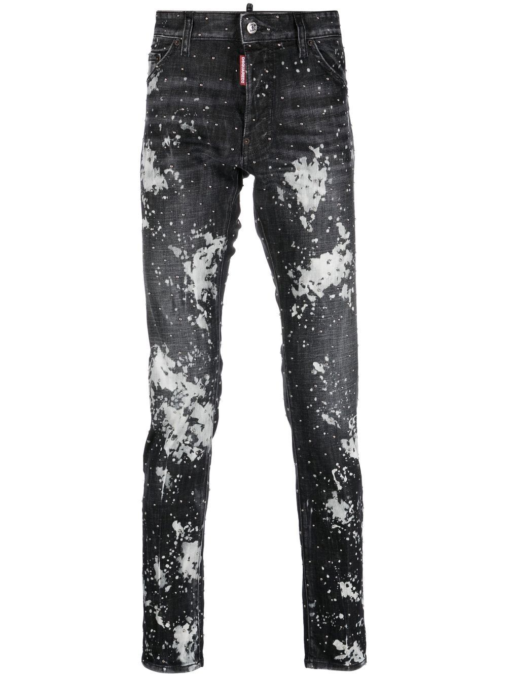 Shop Dsquared2 Paint-splatter Jeans In Black