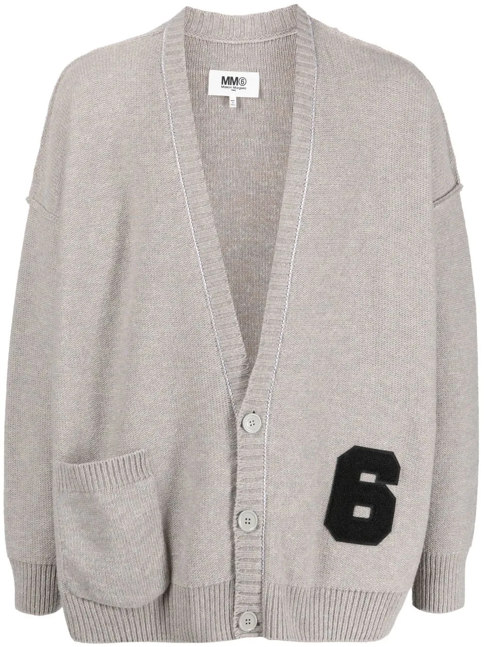 

MM6 Maison Margiela number patch-embroidered cardigan - Grey