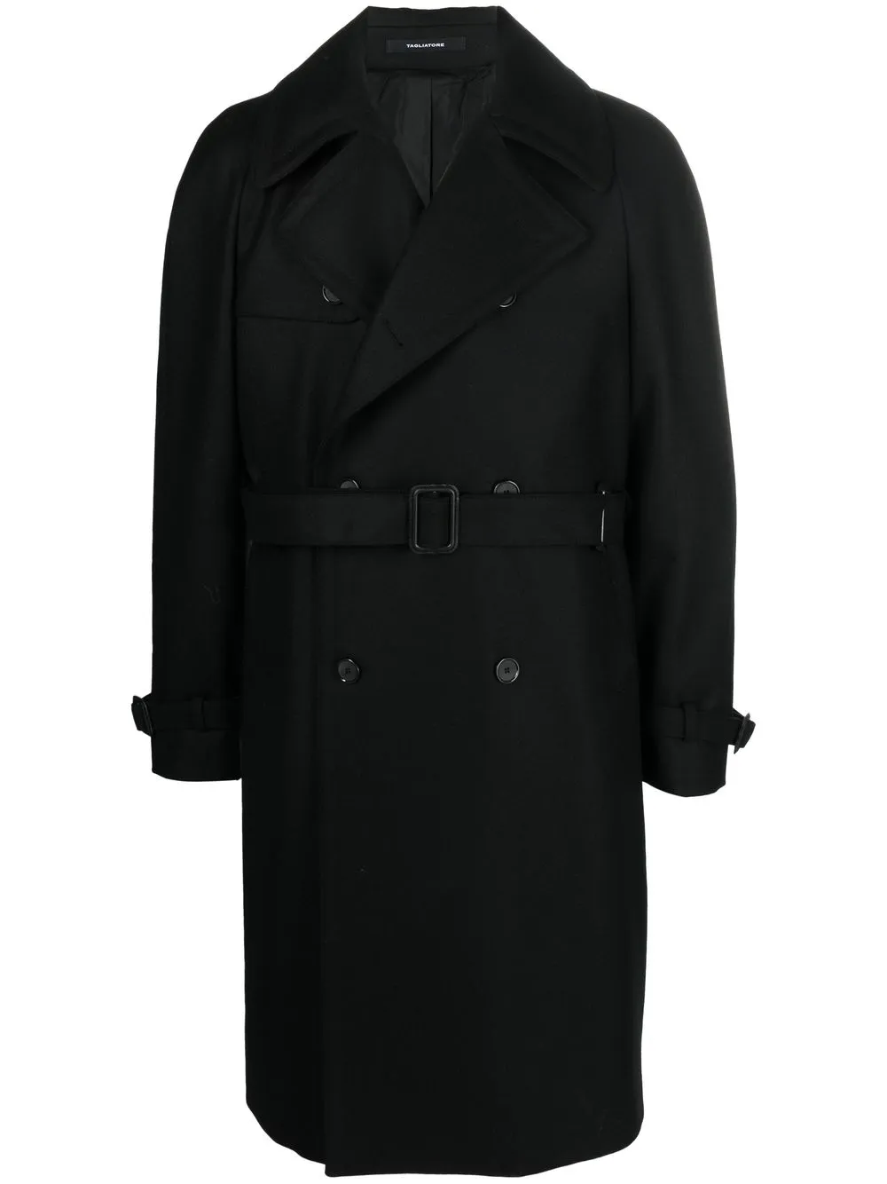 

Tagliatore belted wool trench coat - Black