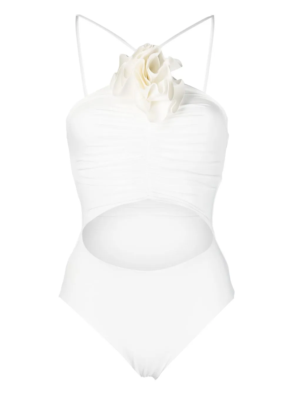 

Maygel Coronel ruffle-detail swimsuit - White