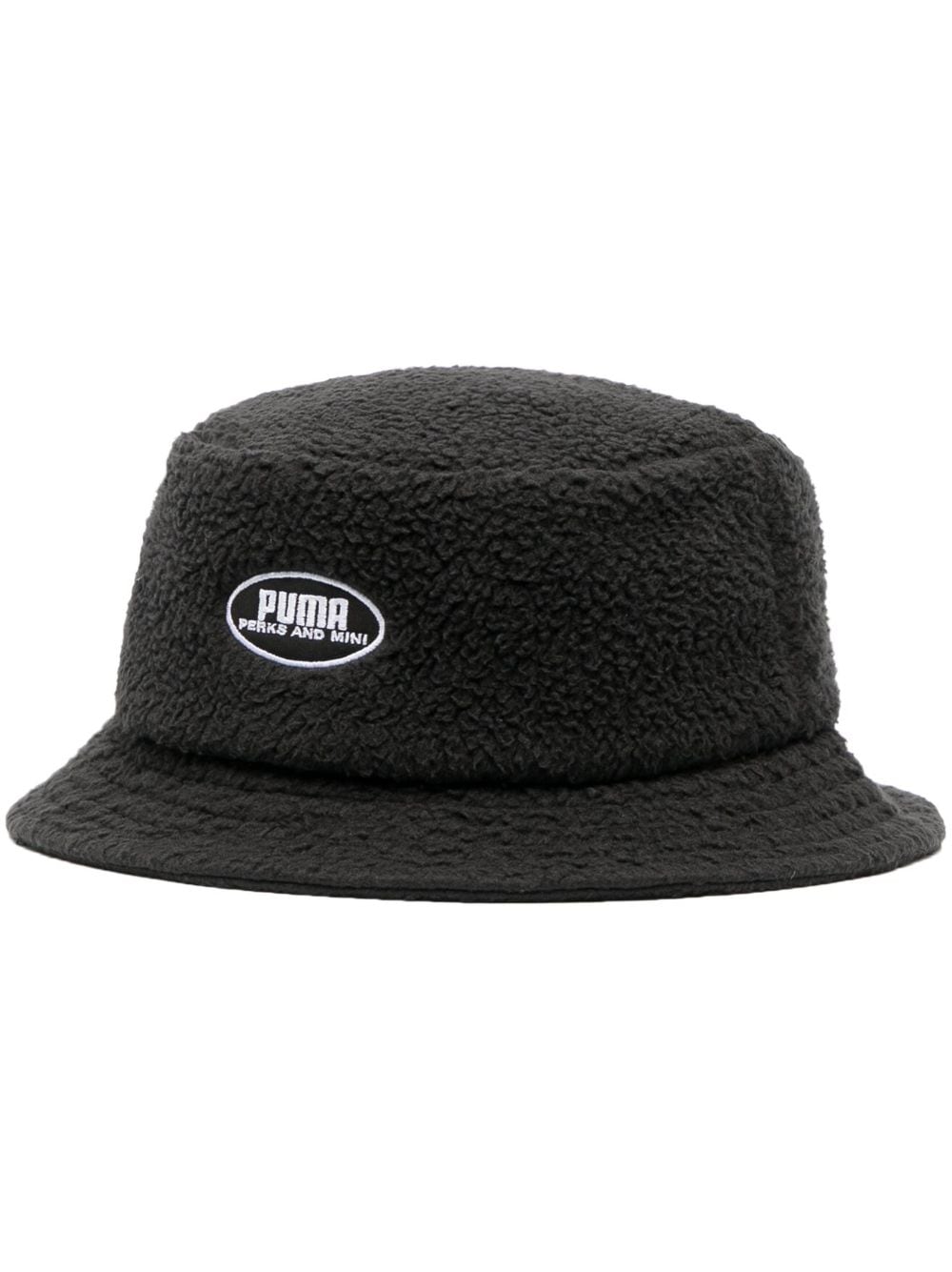 Puma Logo-patch Teddy Bucket Hat In Black