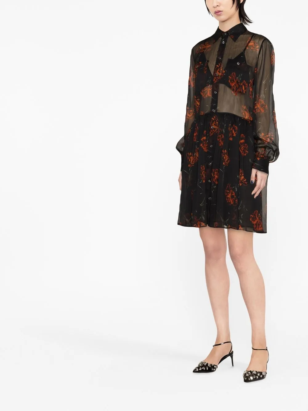 Dsquared2 Top met bloemenkant - Zwart