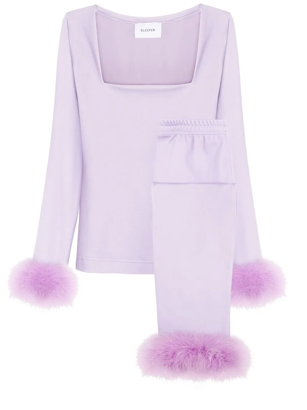 

Sleeper conjunto The Weekend Chic con ribete de plumas - Morado