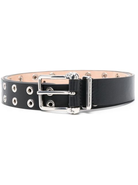 Alexander McQueen eyelet-studded calf leather belt Men