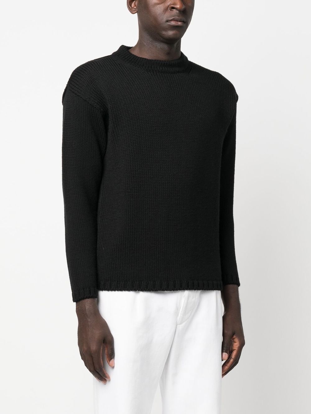 Shop Ten C Fine Knit Wool Jumper In Black