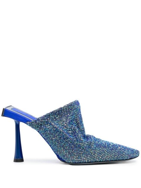 Benedetta Bruzziches crystal embellished square toe mules
