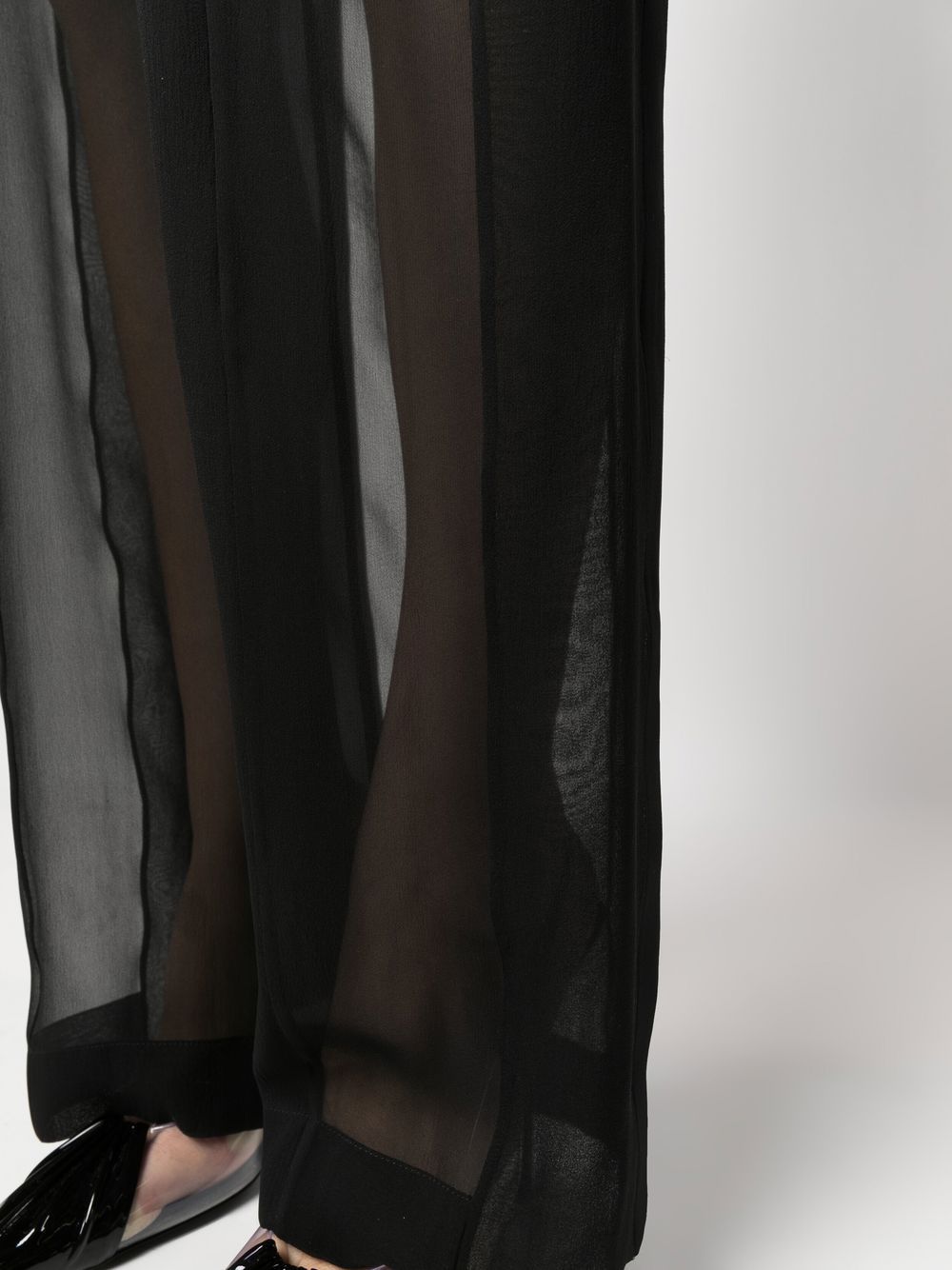 Shop Saint Laurent Silk Straight-leg Trousers In Black