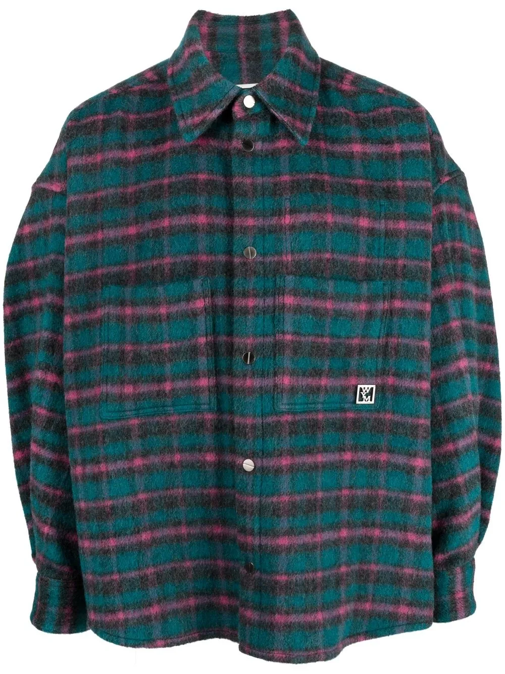 

Wooyoungmi check-print felted shirt jacket - Blue