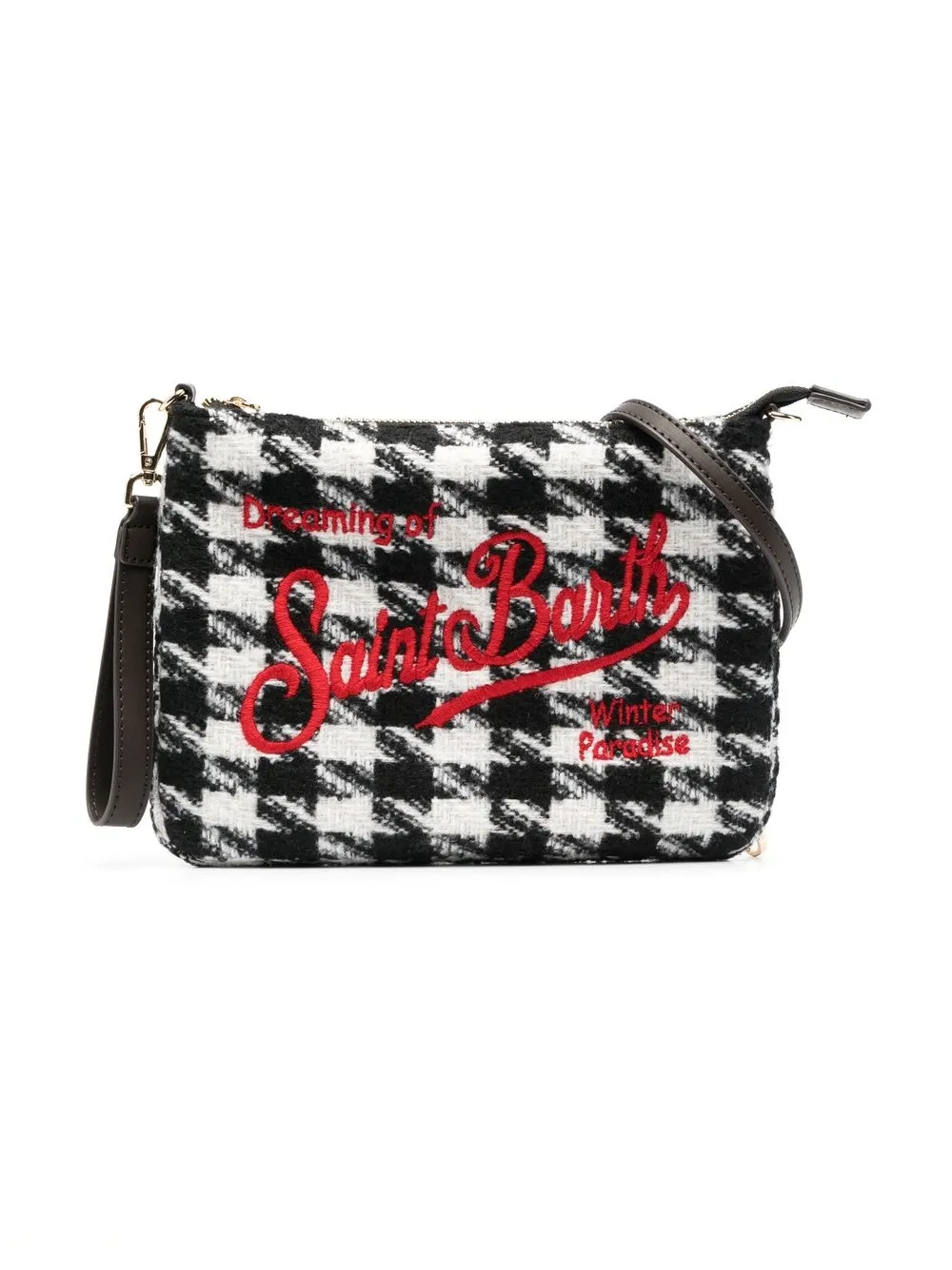 

MC2 Saint Barth Kids houndstooth crossbody pouch bag - Black