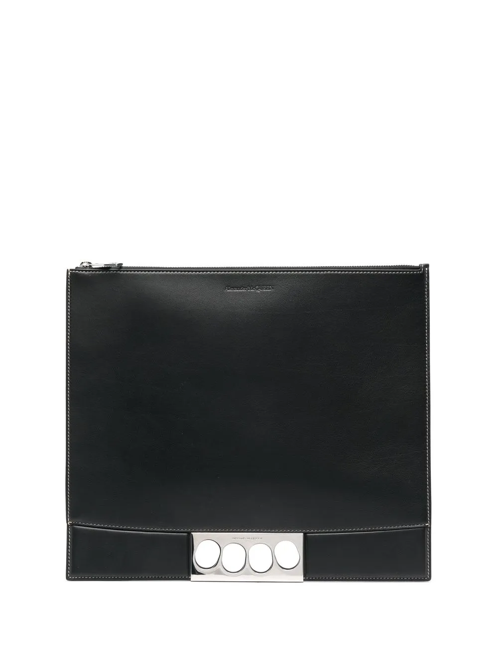 

Alexander McQueen four-ring leather clutch bag - Black