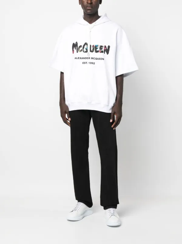 Alexander McQueen logo-print short-sleeved Hoodie | White