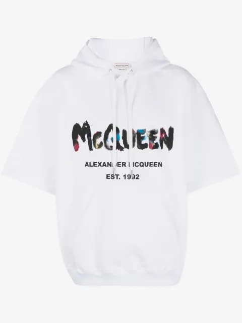 Alexander McQueen logo-print short-sleeved hoodie