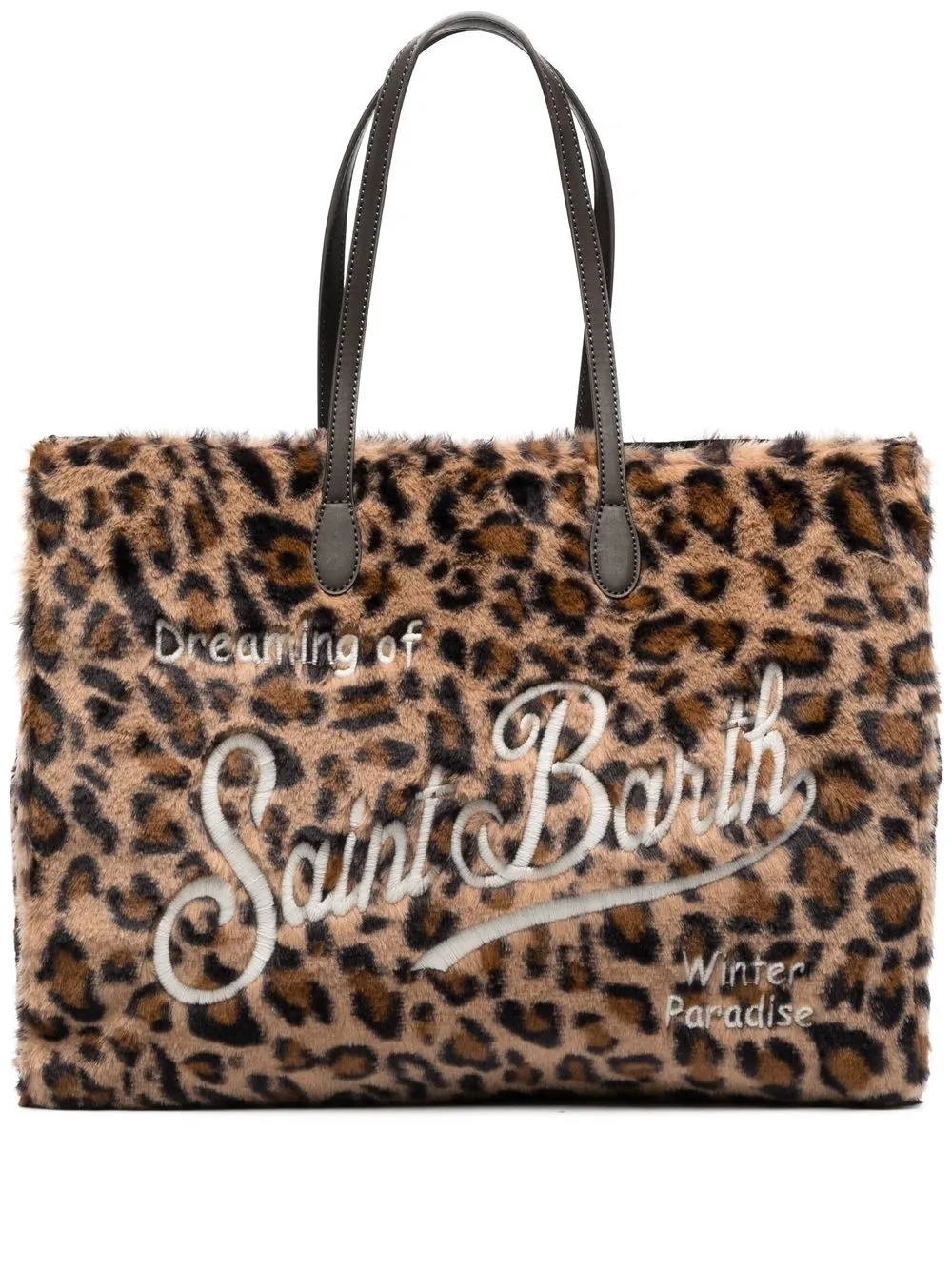 

MC2 Saint Barth leopard-print faux-fur tote bag - Brown