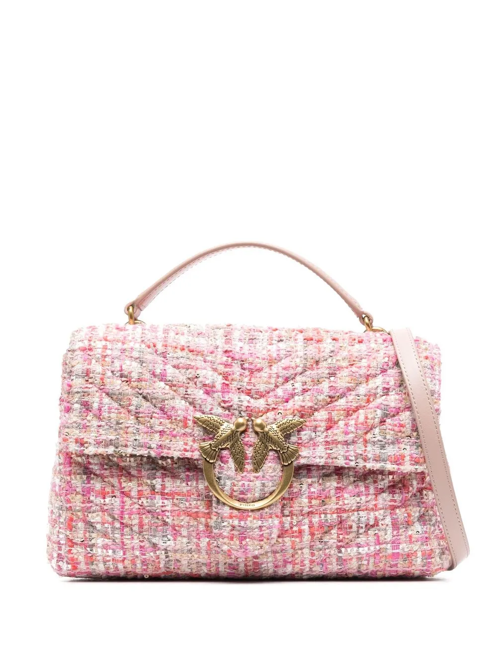 

PINKO logo-plaque tweed tote bag