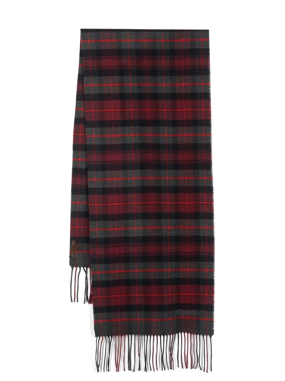 

Church's check-pattern fringed-edge scarf - Grey