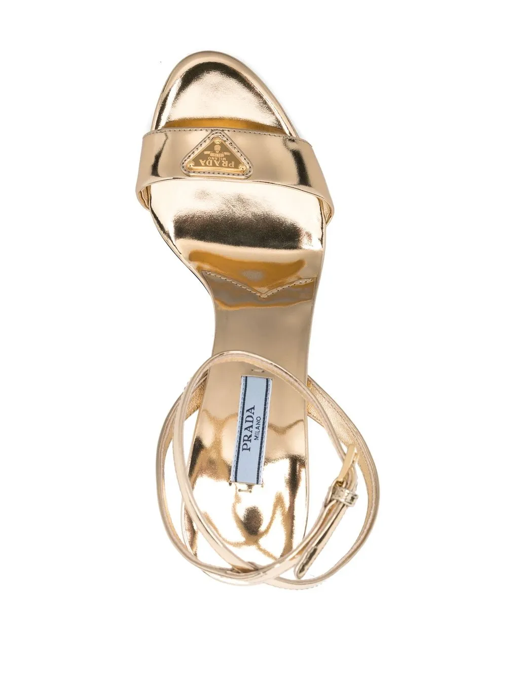 Prada logo plaque sandals Gold