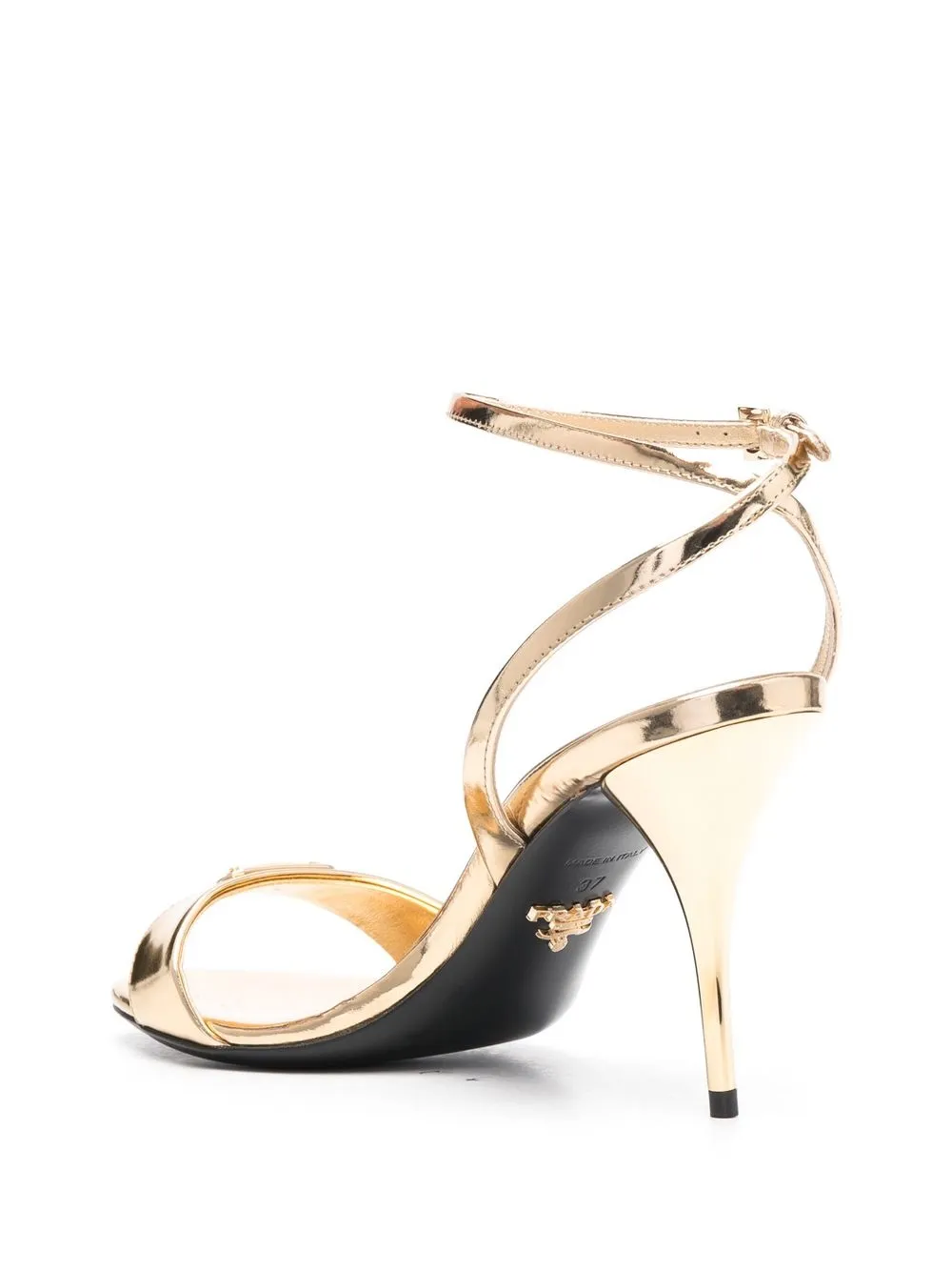 Prada logo plaque sandals Gold