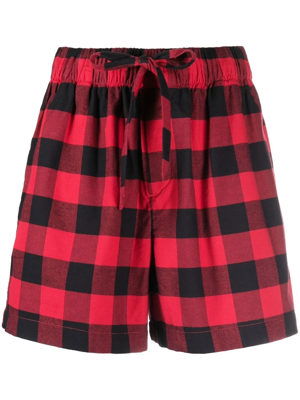 

TEKLA gingham check pattern pajama shorts - Red