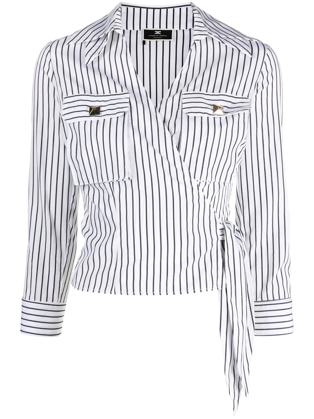 

Elisabetta Franchi striped wrap shirt - White