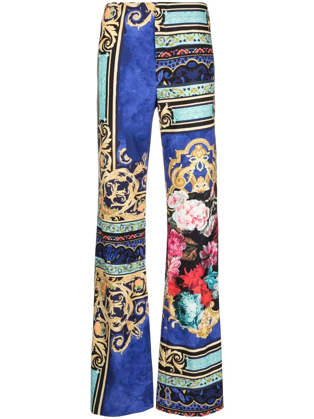 

alice + olivia mix-print flare bootcut trousers - Blue