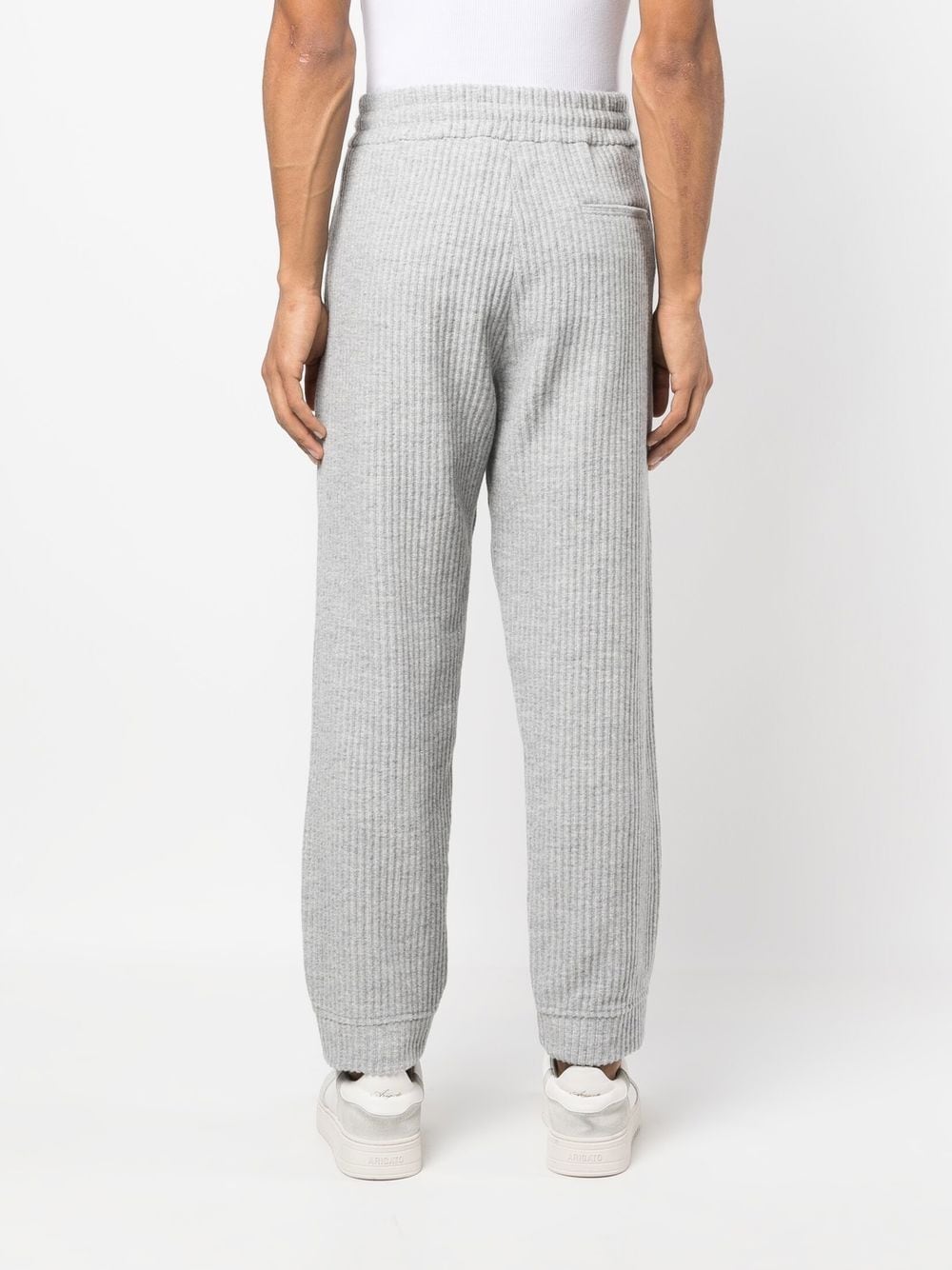 Shop Emporio Armani Ribbed Track Pants In Grey