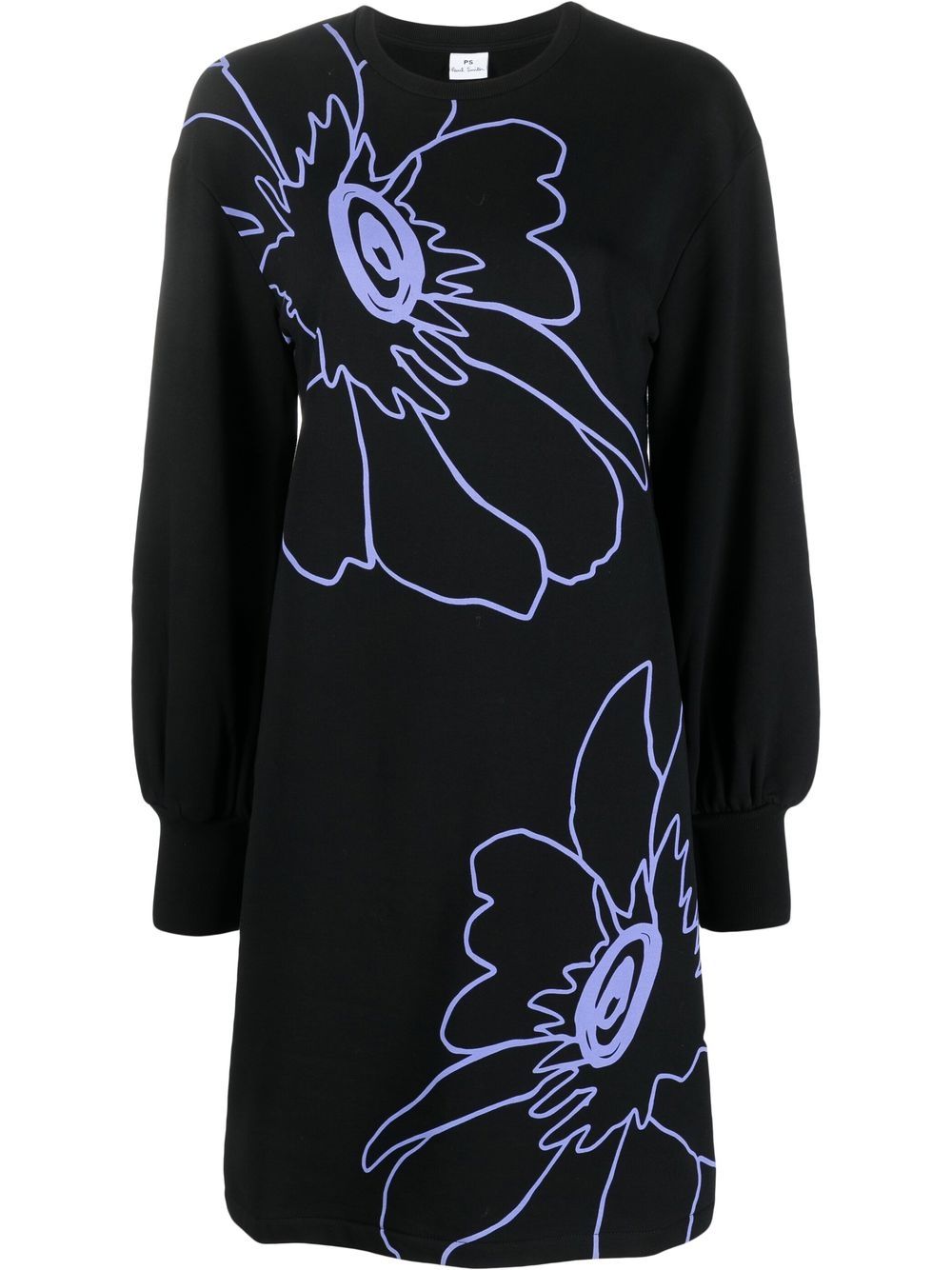 Ps By Paul Smith Floral-print Mini Dress In Black