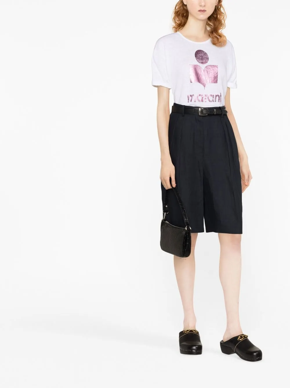 Shop Isabel Marant Étoile Logo-print Linen T-shirt In White