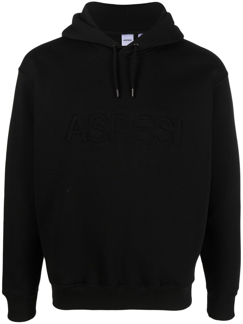 Shop Aspesi Logo-embossed Drawstring Hoodie In Black