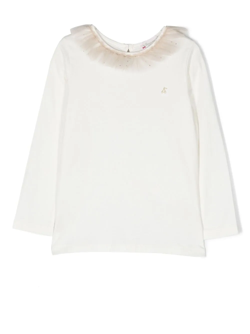 

Bonpoint frill collar long sleeved cotton T-shirt - White