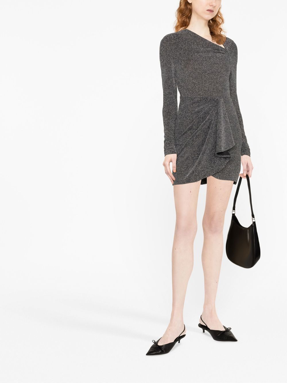 Shop Isabel Marant Étoile Shimmer Asymmetric-neck Top In 银色