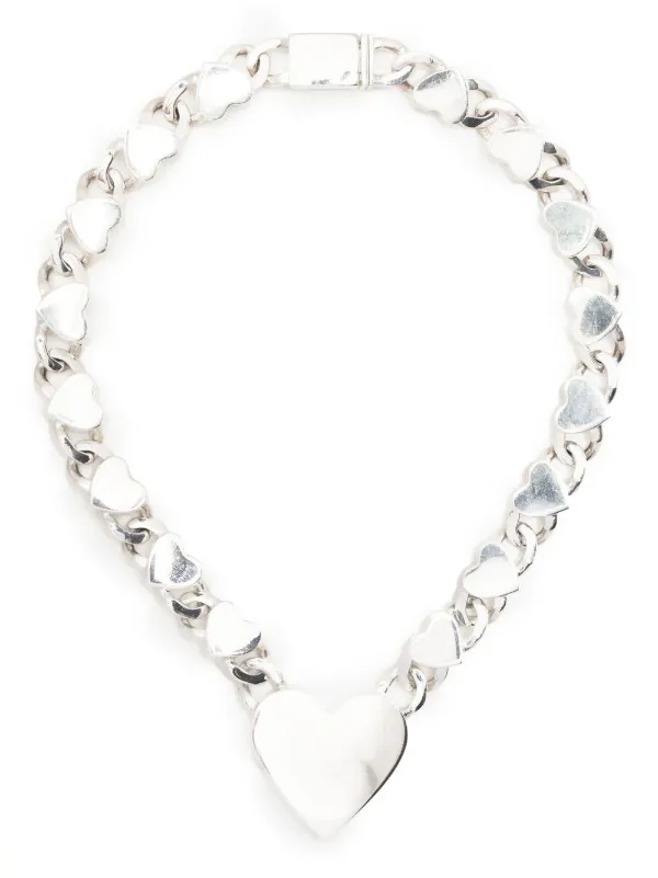 Natasha Zinko ハートチャーム チェーンネックレス | シルバートーン