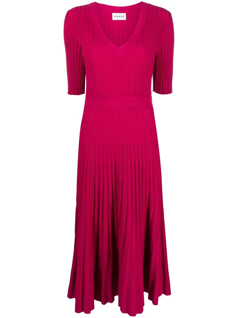 P.a.r.o.s.h Abitro Pleated Midi Dress In Rosa